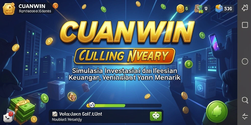 Gambaran gameplay CUANWIN dengan elemen edukasi dan simulasi investasi.