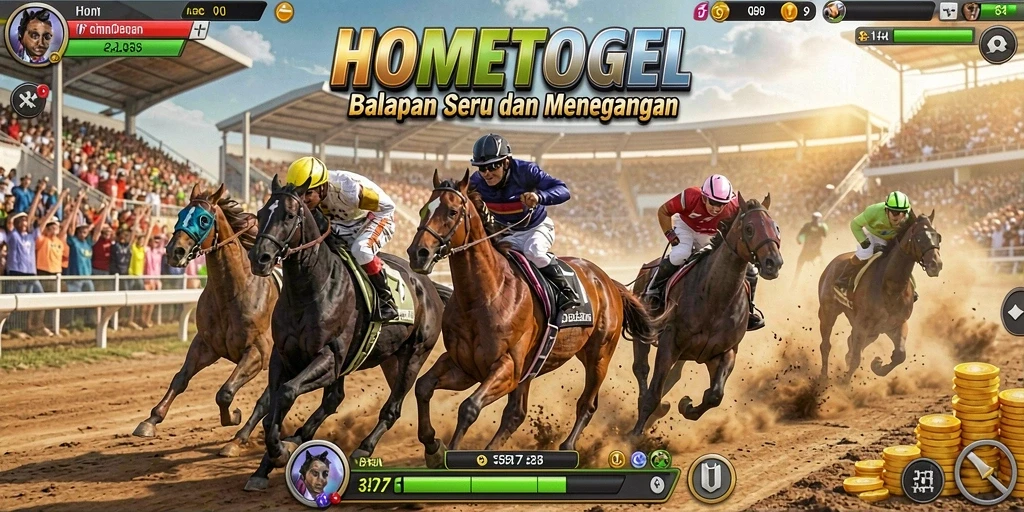 Screenshot gameplay <strong>HOMETOGEL</strong> menampilkan aksi balapan yang menegangkan dan mobil yang bertenaga.