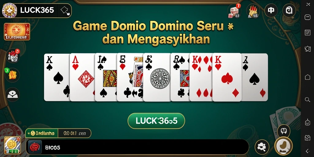 Screenshot utama LUCK365 menampilkan aksi seru permainan Domino.