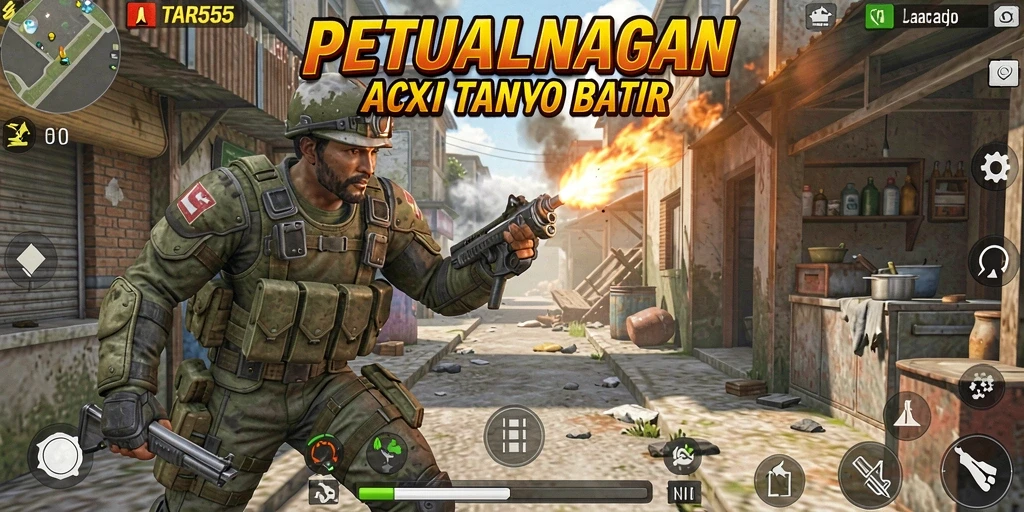 Screenshot TAR555 menampilkan aksi pertarungan yang mendebarkan.