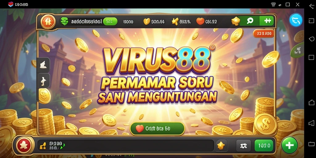 Screenshot utama menunjukkan gameplay seru di slot VIRUS88.