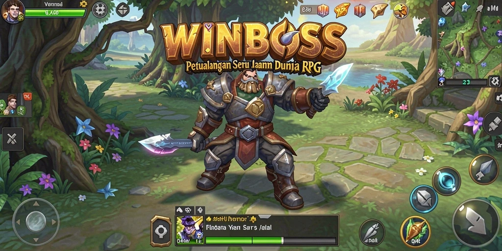 Tampilan utama gameplay WINBOSS yang menampilkan aksi RPG yang mendebarkan.